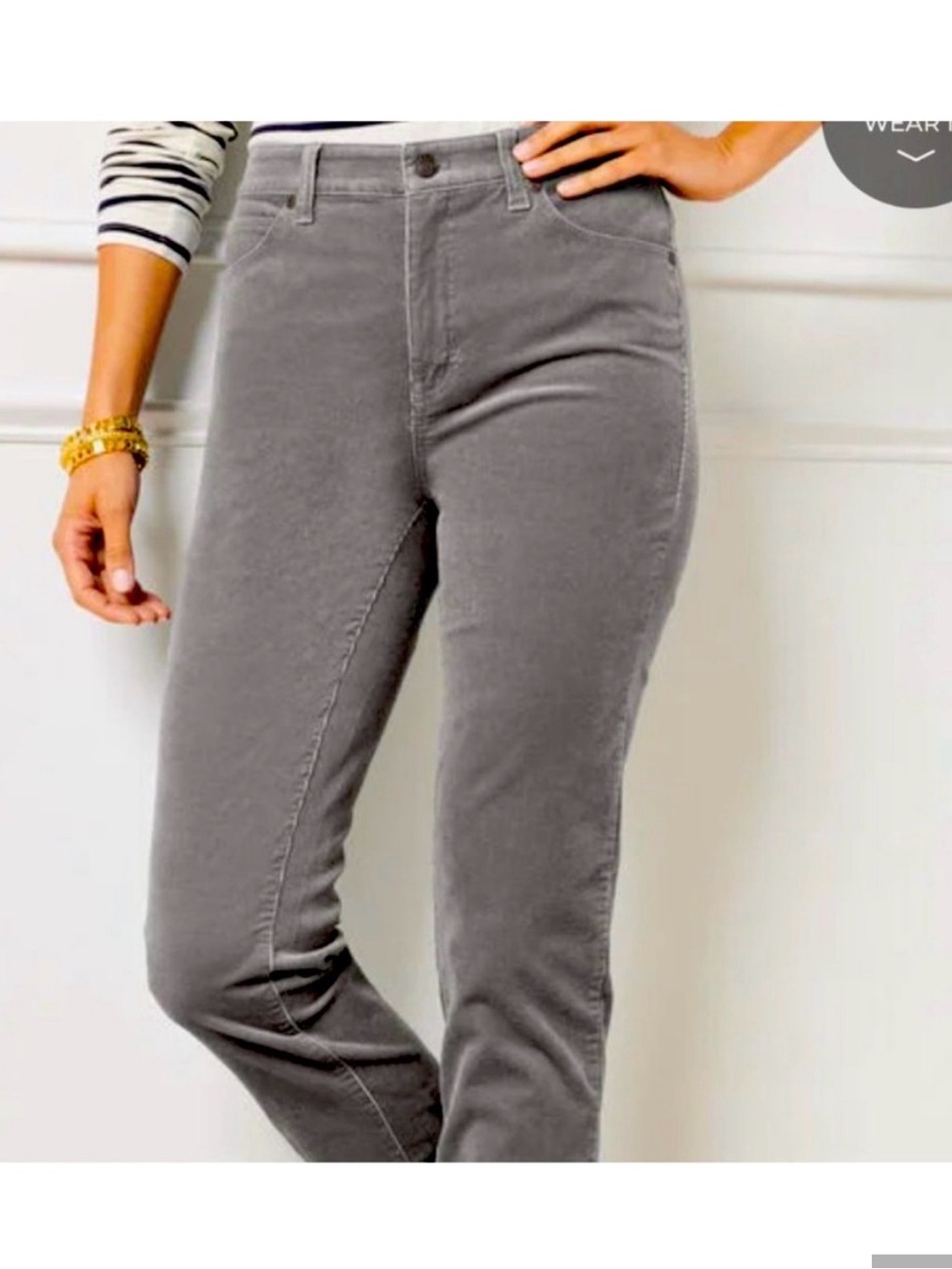 Talbots Straight Leg Corduroy Pants Gray 5 Pocket Size 8